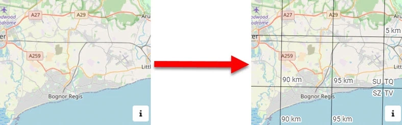 Set the Coordinate Grids in map.army to BNG