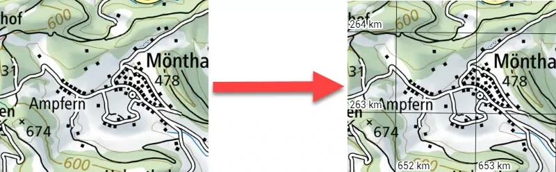 Switching the coordinate grid to LV03 (Swiss Landesvermessung 1903)