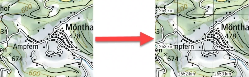 Switching the coordinate grid to LV95 (Swiss Landesvermessung 1995)