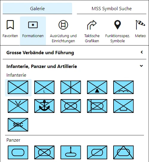 Symbolgalerie zur Auswahl von Basissymbolen