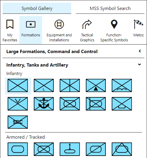 Gallery for the selection of basic symbols