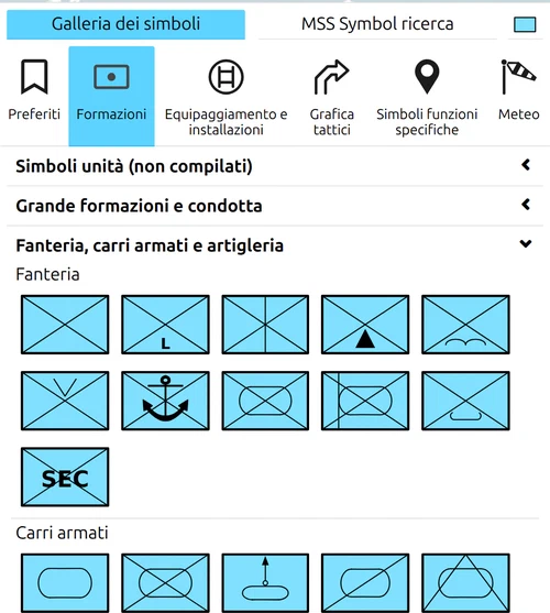 Galleria per la selezione dei simboli di base
