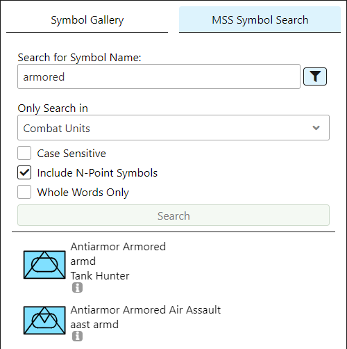 Find base symbols in the gallery