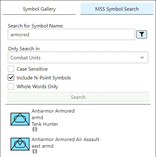 Rechercher des symboles de base dans la galerie