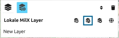 Layer-Manager-Werkzeugleiste in map.army unter 'Lokale MilX Layer', das zweite Symbol (MilX laden) ist umrandet