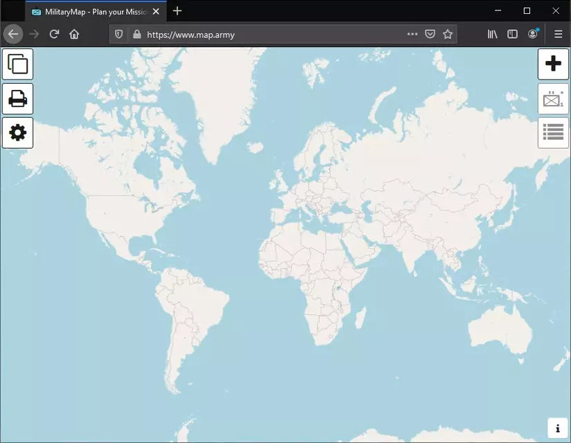 Main Window of Military Map Generator [map.army] on first start