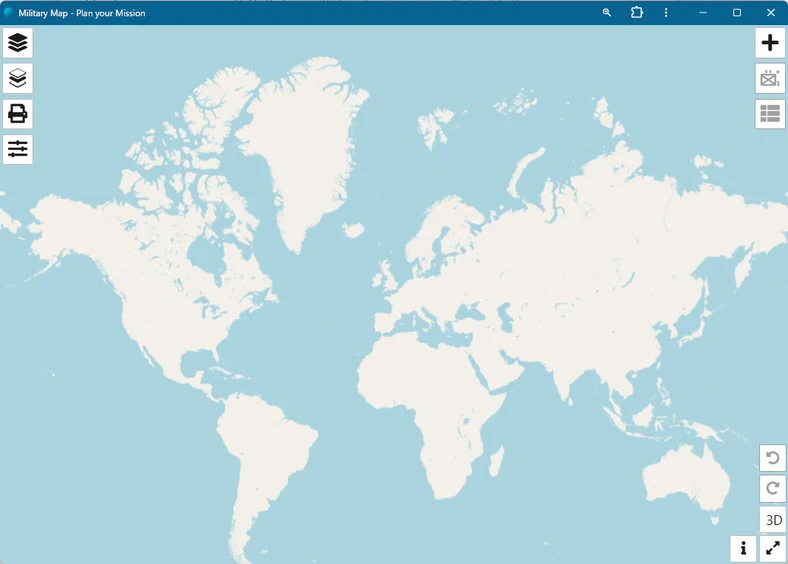 map.army installed as a progressive web app, showing the main window on first start