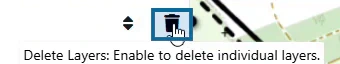 The 'Delete Layers' trash icon above the Layer-Manager toolbar, with its tooltip open