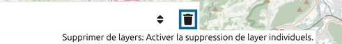 L'icône corbeille « Supprimer de layers » dans la barre d'outils du gestionnaire des layers, infobulle ouverte