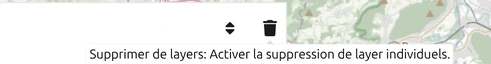 L'icône corbeille « Supprimer de layers » au-dessus de la barre d'outils du Layer-Manager de map.army, infobulle ouverte
