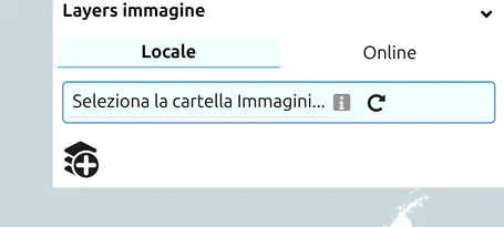 «Layer immagine» di map.army su «Locale», con «Seleziona la cartella Immagini…» e l'icona per aggiungere il layer