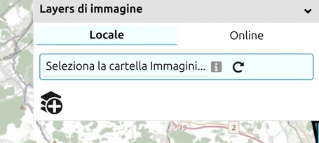 «Layers immagine» di map.army su «Locale», con «Seleziona la cartella Immagini…» e l'icona per aggiungere il livello