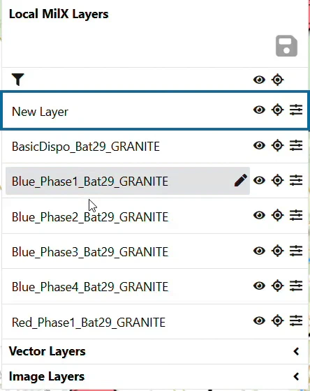 The layer list after a load: session layer 'New Layer' kept at top, loaded layers added below