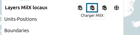 En-tête du gestionnaire avec la deuxième icône 'Charger MilX' entourée