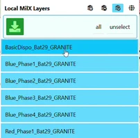 Selection mode with every layer selected and the green save button at the top