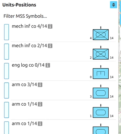Reorder mode on: every symbol in the Units-Positions list has a drag handle at its left edge