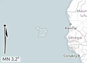 The bottom-left corner of the map.army map with the magnetic-north needle and its 'MN 3.2' readout