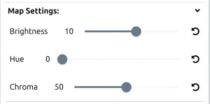 Options, Map Settings group after a mapType link: the first row is 'Brightness' - the 'Map Type' row is gone
