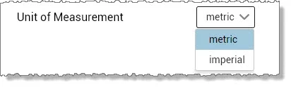'Unit of Measurements' pulldown in the 'Options' menu