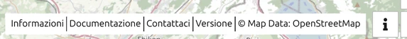 Collegamenti del Centro informazioni di map.army: Informazioni, Documentazione, Contattaci, Versione e credito dati mappa