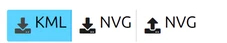 Die drei Format-Reiter in map.army: KML, NVG-Export und NVG-Import