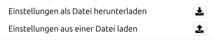 'Einstellungen als Datei herunterladen' und 'Einstellungen aus einer Datei laden' im Optionen-Fenster von map.army