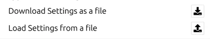 'Download Settings as a file' and 'Load Settings from a file' in map.army
