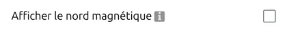 Case à cocher 'Afficher le nord magnétique' sous 'Outils cartographiques' dans le panneau Options de map.army