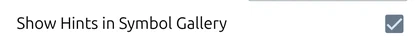 'Show Hints in Symbol Gallery' checkbox in the map.army Options panel