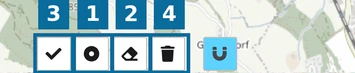 Bearbeitungsleiste einer markierten Grafik: 1 Punkt einfügen, 2 entfernen, 3 beenden, 4 Grafik löschen