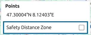 'Safety Distance Zone' unticked in the map.army Point List, the only zone control shown