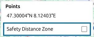 'Safety Distance Zone' unticked in the map.army Point List, the only zone control shown