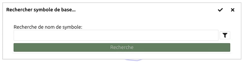 La boîte de dialogue « Rechercher symbole de base... » de map.army avec son champ de recherche par nom