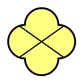 Unité d'infanterie inconnue : cadre jaune à quatre lobes avec une croix diagonale