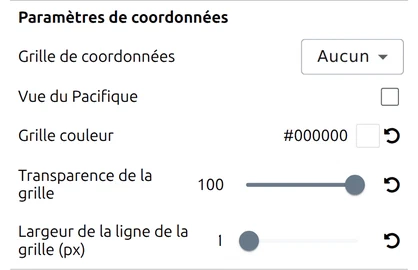 Paramètres du système de coordonnées