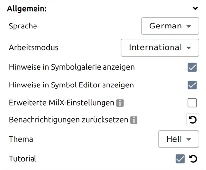 Allgemeine Einstellungen und Optionen