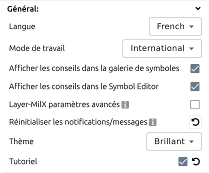 Paramètres et options généraux