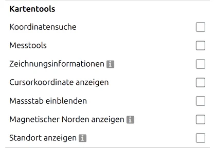 Einstellungen für Kartentools
