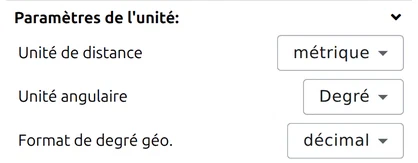 Paramètres des unités