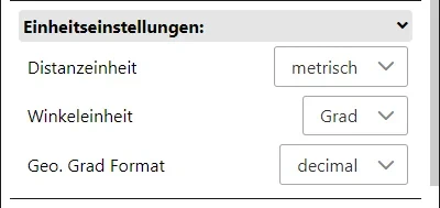 Einstellungen für Einheiten