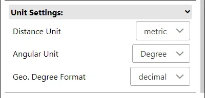 Settings for units
