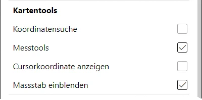 Einstellungen für Kartentools