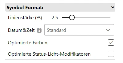 Einstellungen für Symbolformate