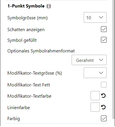 Einstellungen und Optionen für die Formatierungen im taktischen Zeichen Generator
