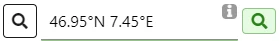 Coordinate search input box showing 46.95°N 7.45°E