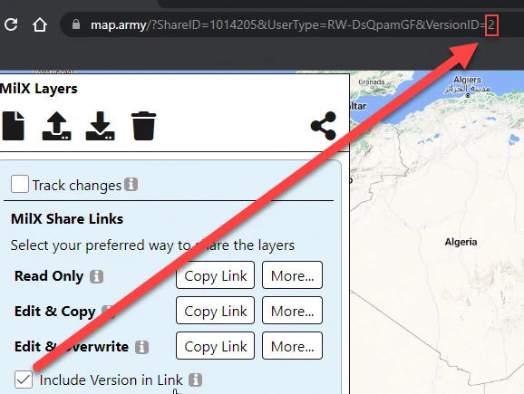Button to start Military Map sharing