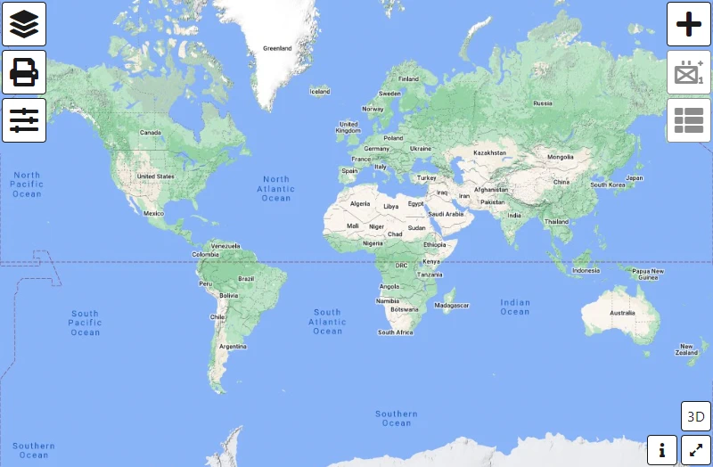 Default Atlantic-centred map view in map.army