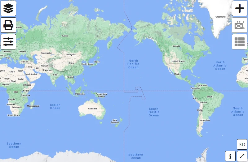 Map view recentred on the Pacific Ocean after enabling Pacific View