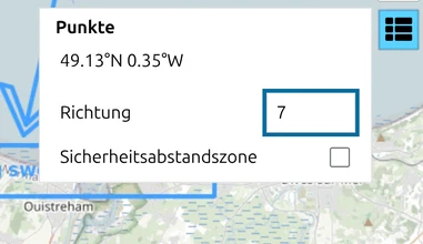 map.army-Punktliste des Symbols der 21st Panzer mit dem Feld 'Richtung'
