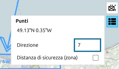 Elenco dei punti del simbolo della 21st Panzer in map.army con il campo 'Direzione'